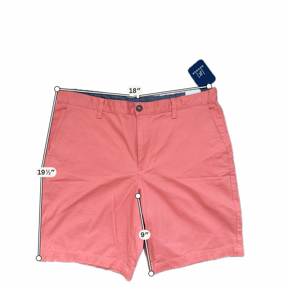 George Men's Cotton Blend Coral Shorts Chino NWT 36 - Picture 5 of 5